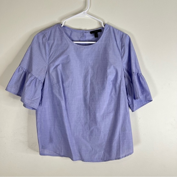 J. Crew Tops - J. Crew Button Back Blue Bell Sleeve Cotton Top Small 4